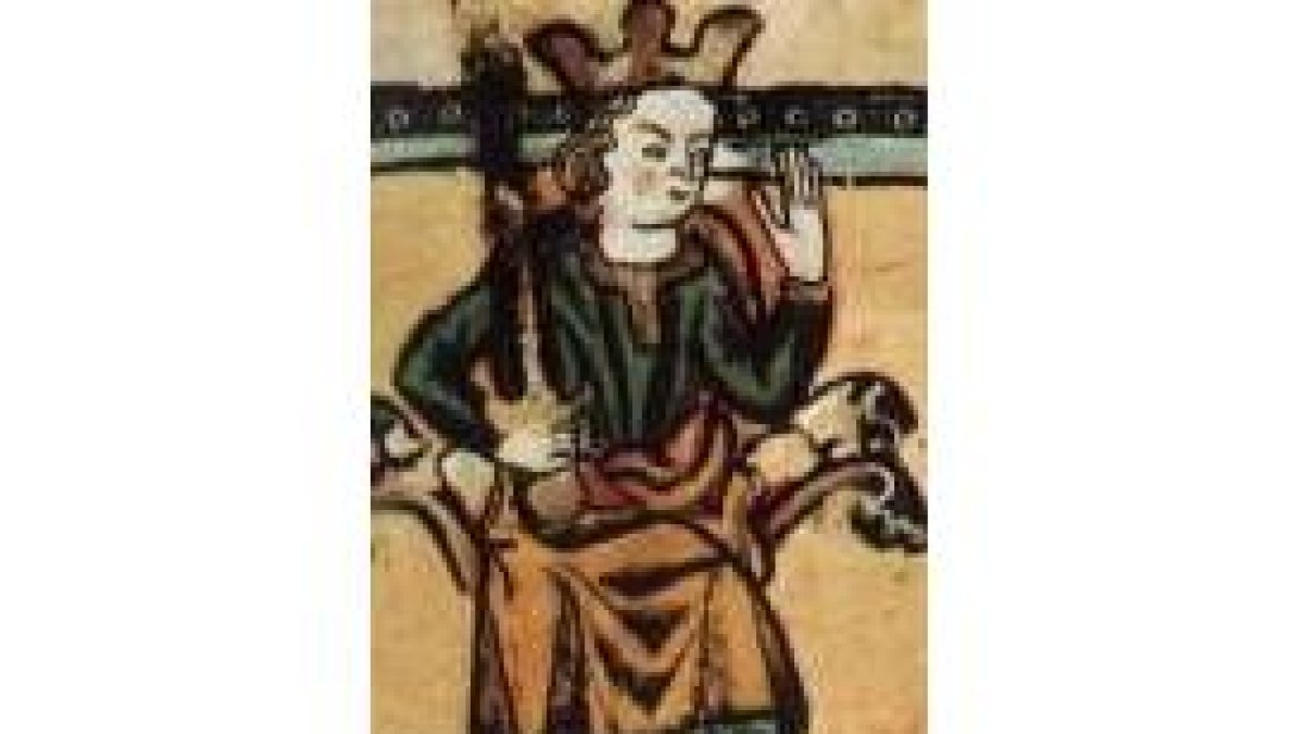 Retrato de Alfonso X en una miniatura del tumbo de Tojos Outos