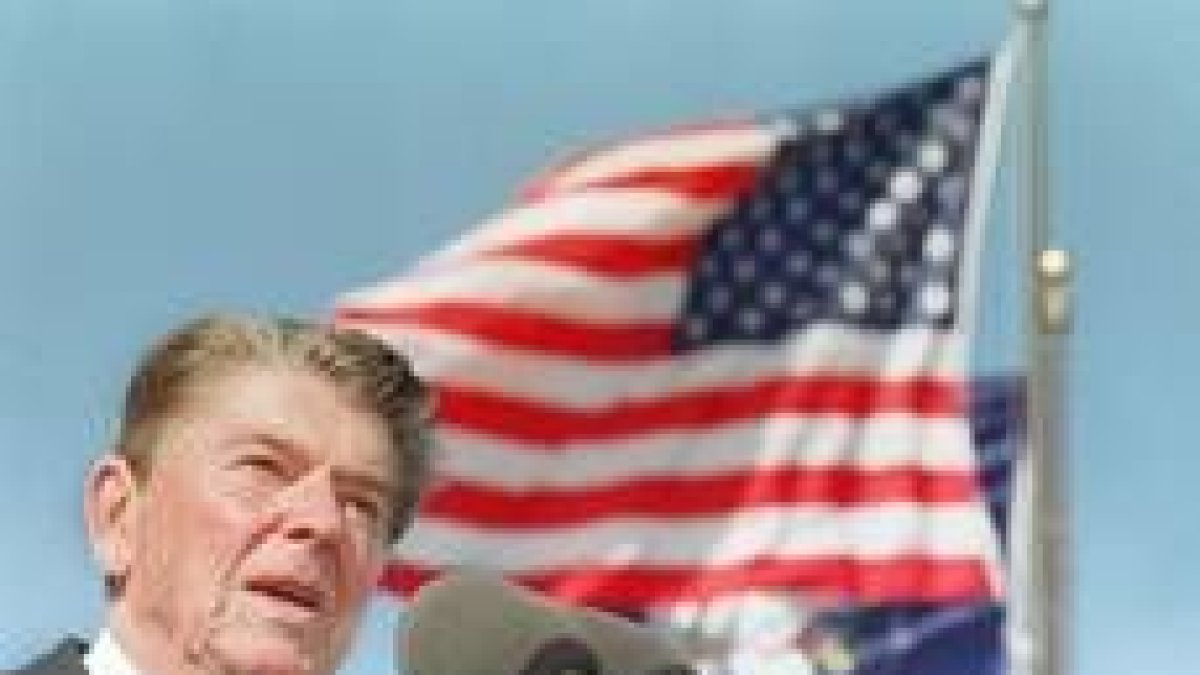 El ex presidente Ronald Reagan durante un discurso que pronunció en 1991 en Simi Valley (California)