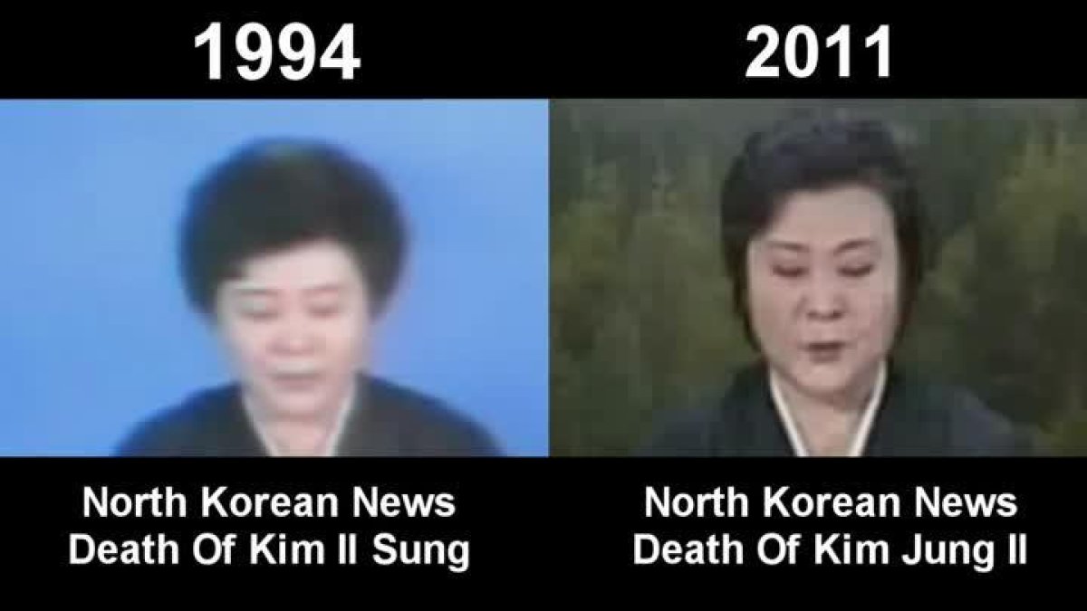 Lee Chun Hee llorando la muerte de Kim Jong-il en televisión.