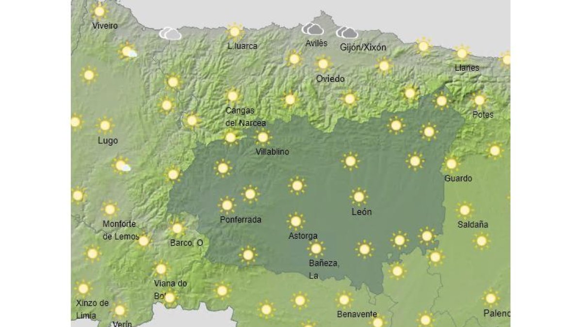 Predicción del tiempo para el 20 ed agosto en León. AEMET
