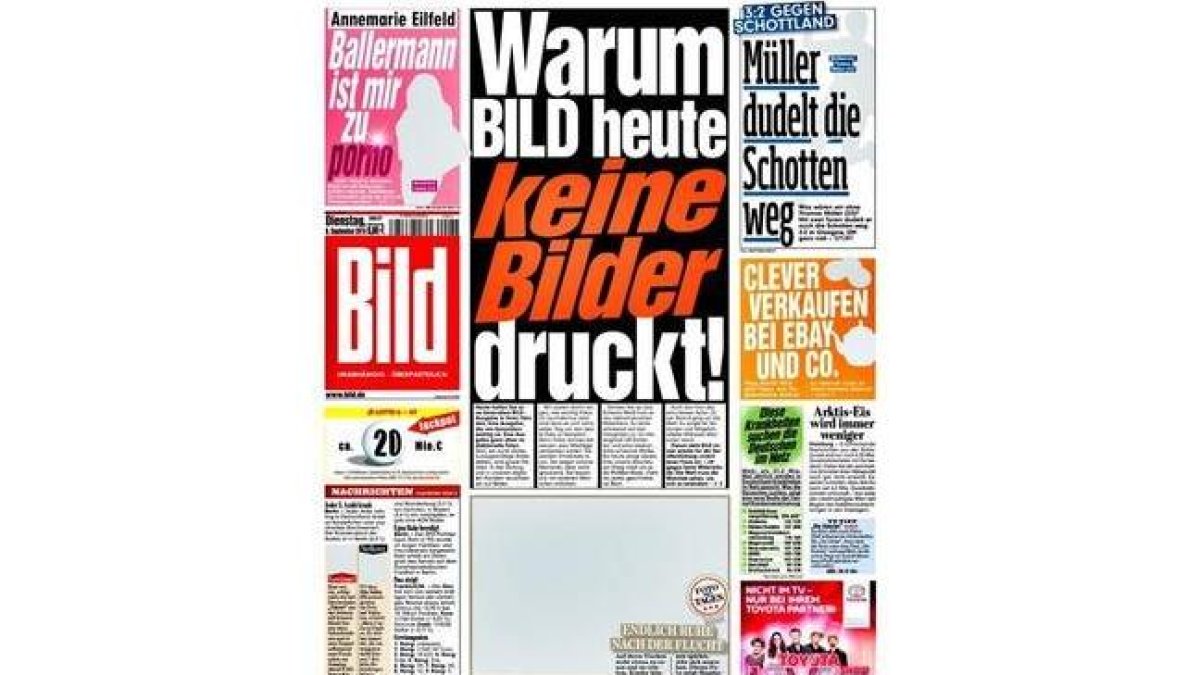 Portada de este martes del diario alemán 'Bild'.