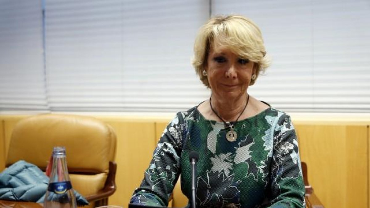 Esperanza Aguirre, durante su comparecencia el pasado 12 de febrero en la comisión de corrupción de la Asamblea de Madrid.