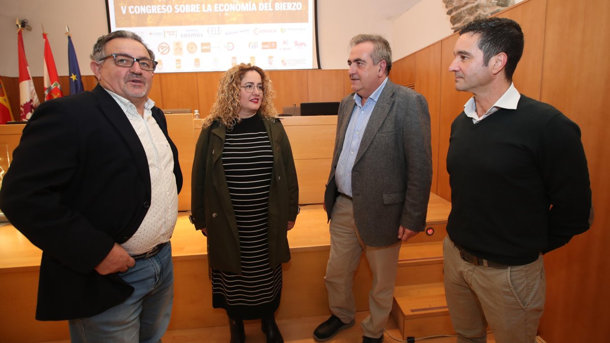 Carlos Fernández, Yoana Franco, Manuel C. Cachafeiro y Marcos Álvarez en la ponencia sobre el papel de las administraciones en el crecimiento económico. L. DE LA MATA