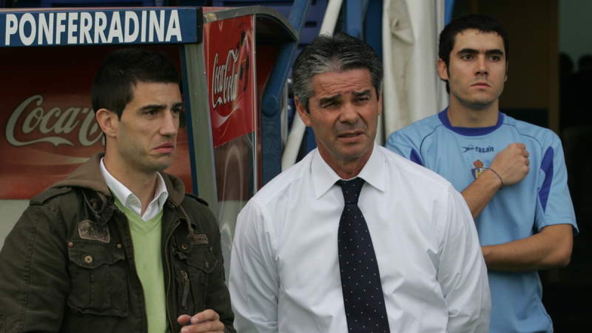 David Amaral junto a Juan Fuentes en su etapa como entrenador de la Ponferradina.