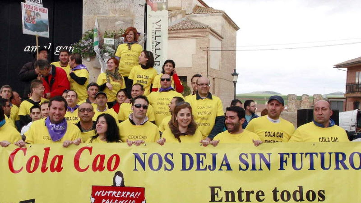 Concentración de trabajadores de Nutrexpa en Villalar, el pasado 23 de abril.