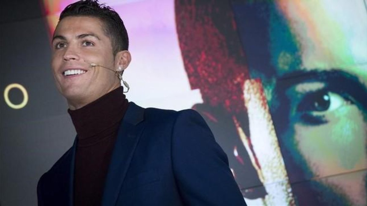 Cristiano Ronaldo, este jueves durante la presentación de su colonia.