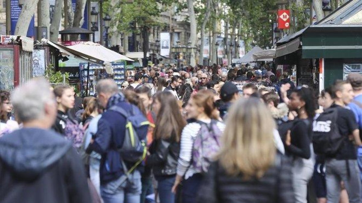 Una vista de la Rambla de Barcelona.