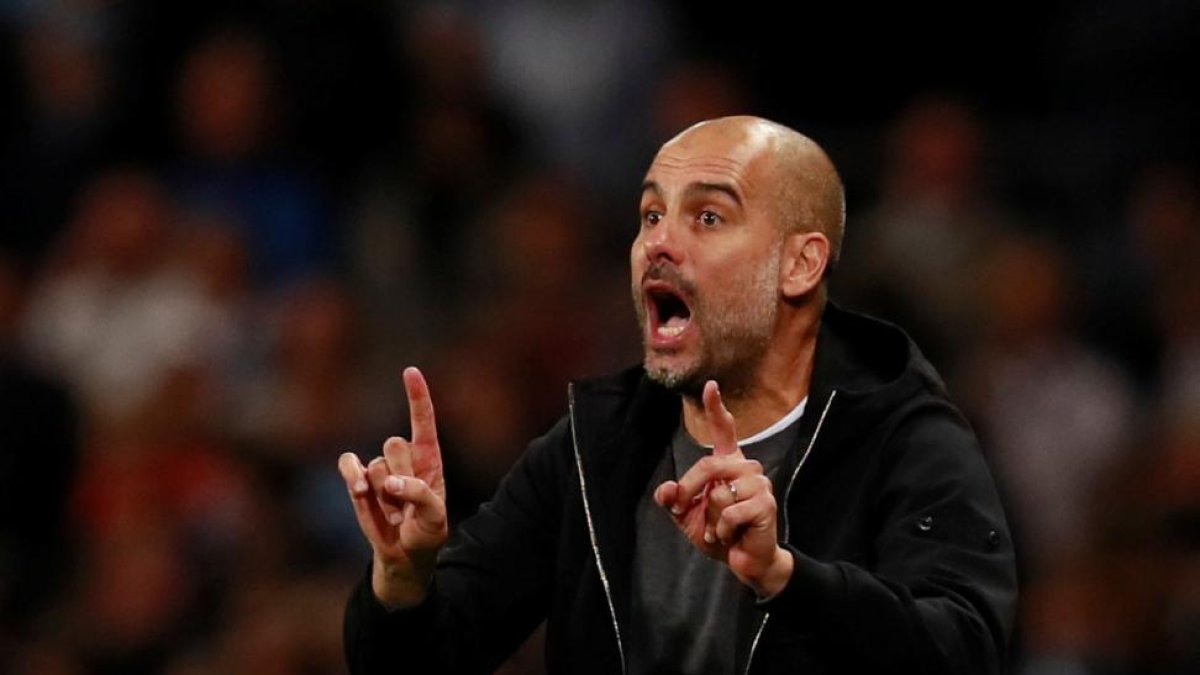 Pep Guardiola, durante el partido contra el Nápoles.