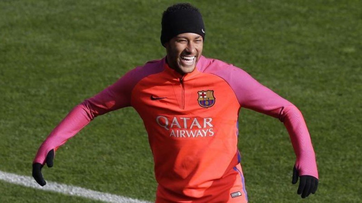 Neymar, en el entrenamiento del Barça del pasado martes.