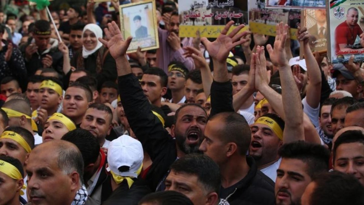Manifestación de familiares de presos palestinos.