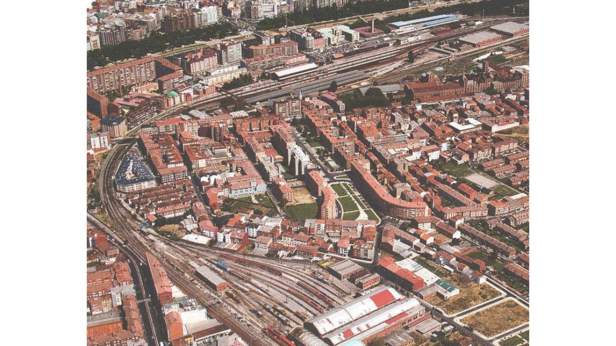 Vista aérea de los barrios del entorno ferrovario