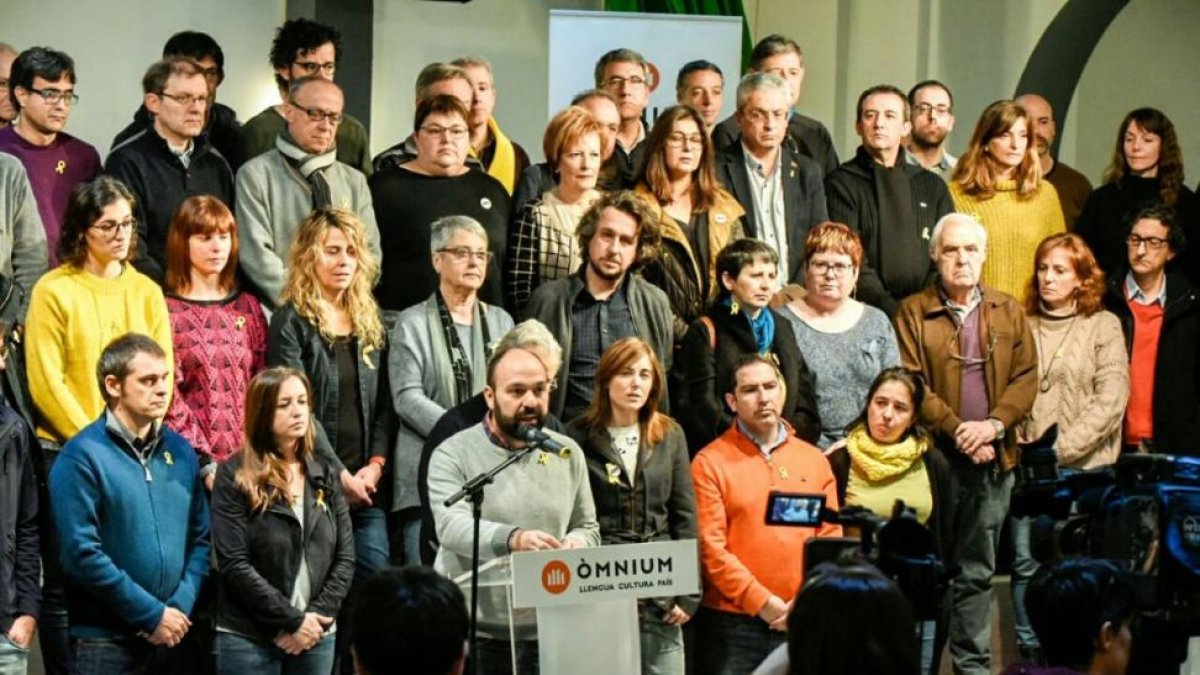 El vicepresidente de Òmnium Cultural, Marcel Mauri, en el acto del sábado.