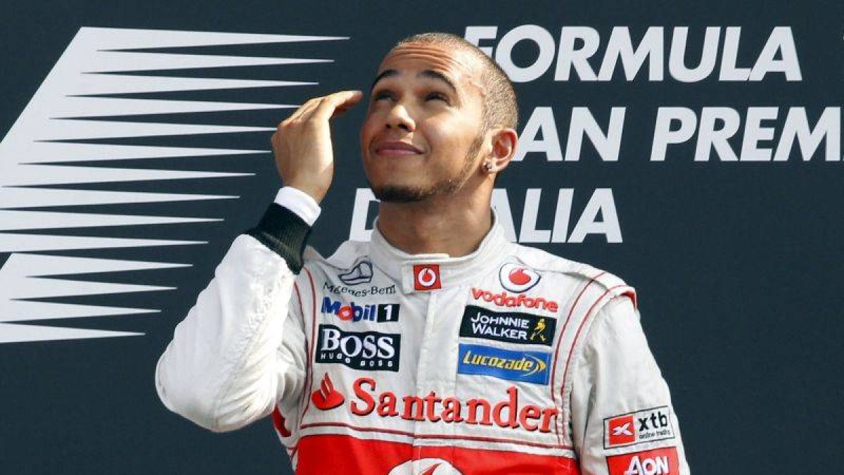 Hamilton, tras vencer en el Gran Premio de Monza.