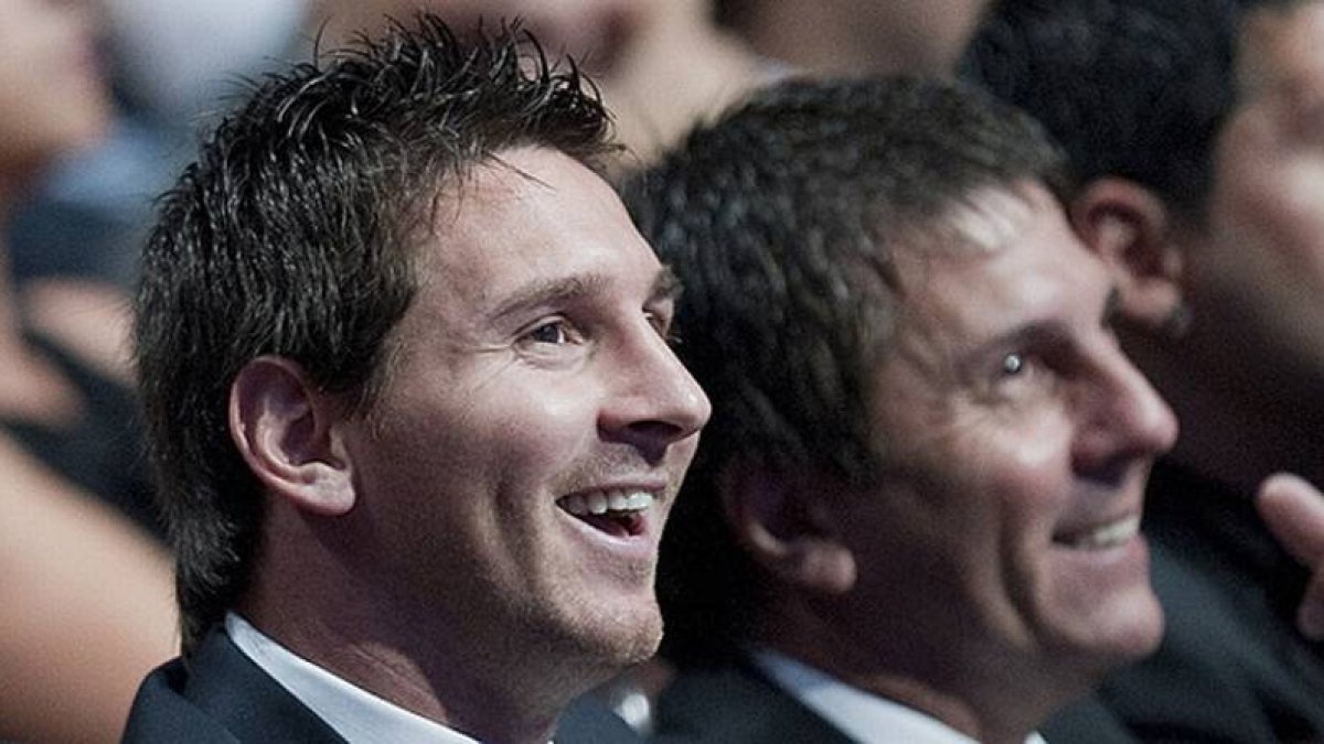 Leo Messi y su padre, en un acto en Montecarlo, en el 2011.