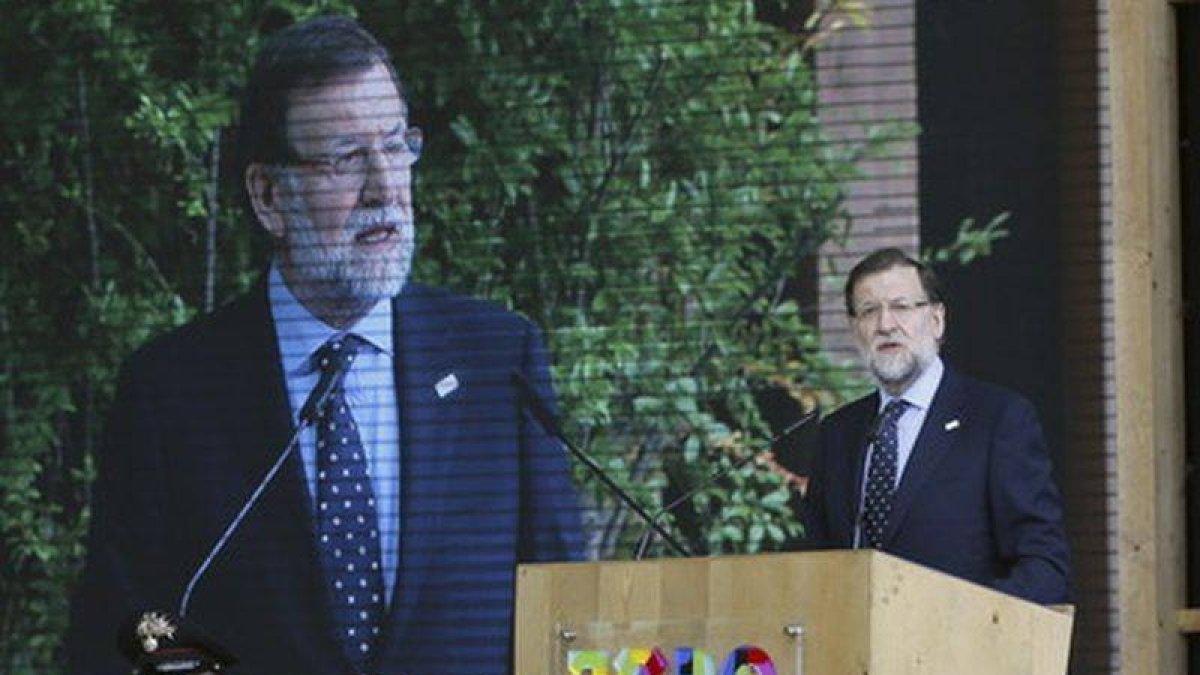 Rajoy, este lunes, durante la visita que ha hecho a la Expo de Milán, al celebrarse en esta muestra el Día de España.