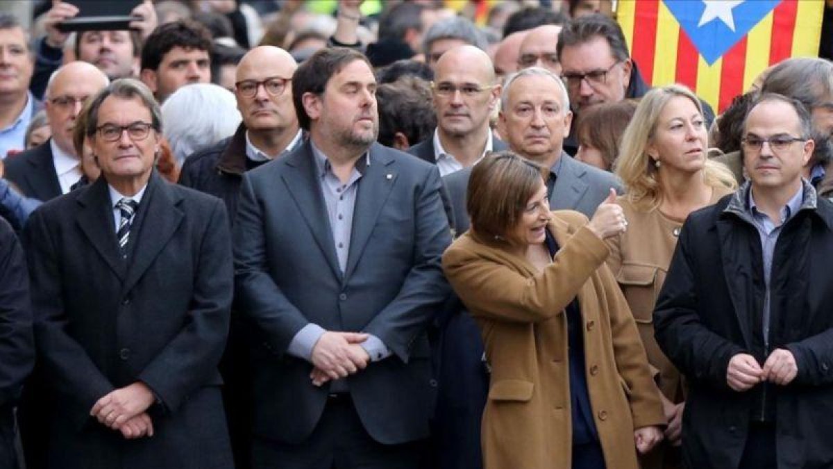 La presidenta del Parlament, Carmen Forcadell, el pasado 16 de diciembre, en la puerta del Palacio de Justicia de Barcelona.