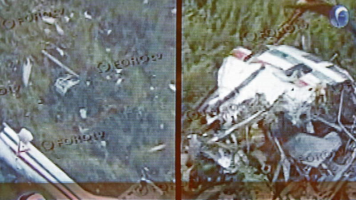 Imagen tomada de la televisora mexicana que muestra el sitio donde cayó el helicóptero.