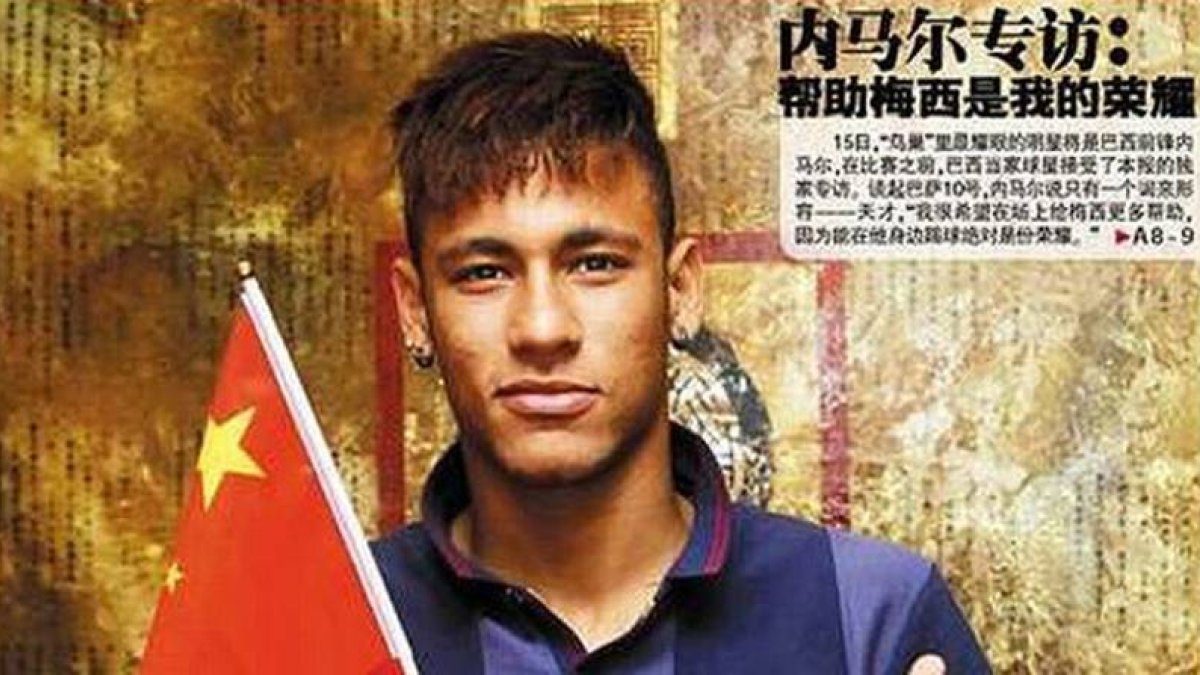 Detalle de la portada del diario deportivo chino 'Titan Sports', con Neymar como protagonista.
