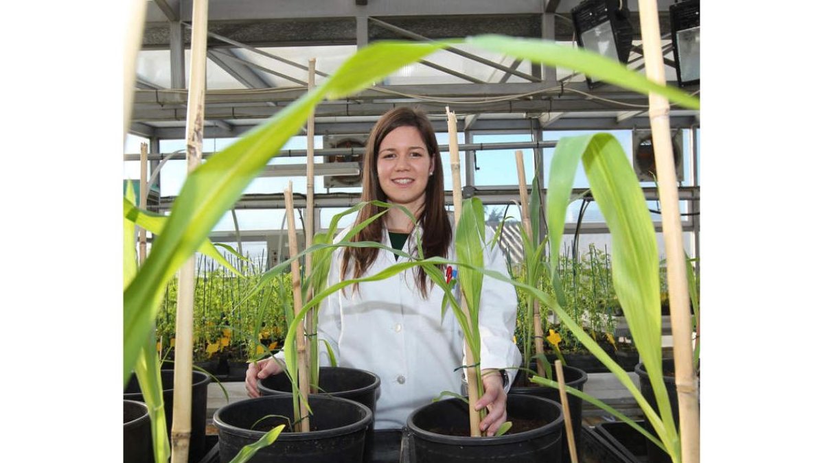 Romina Martínez en uno delos laboratorios de Fisiología Vegetal.