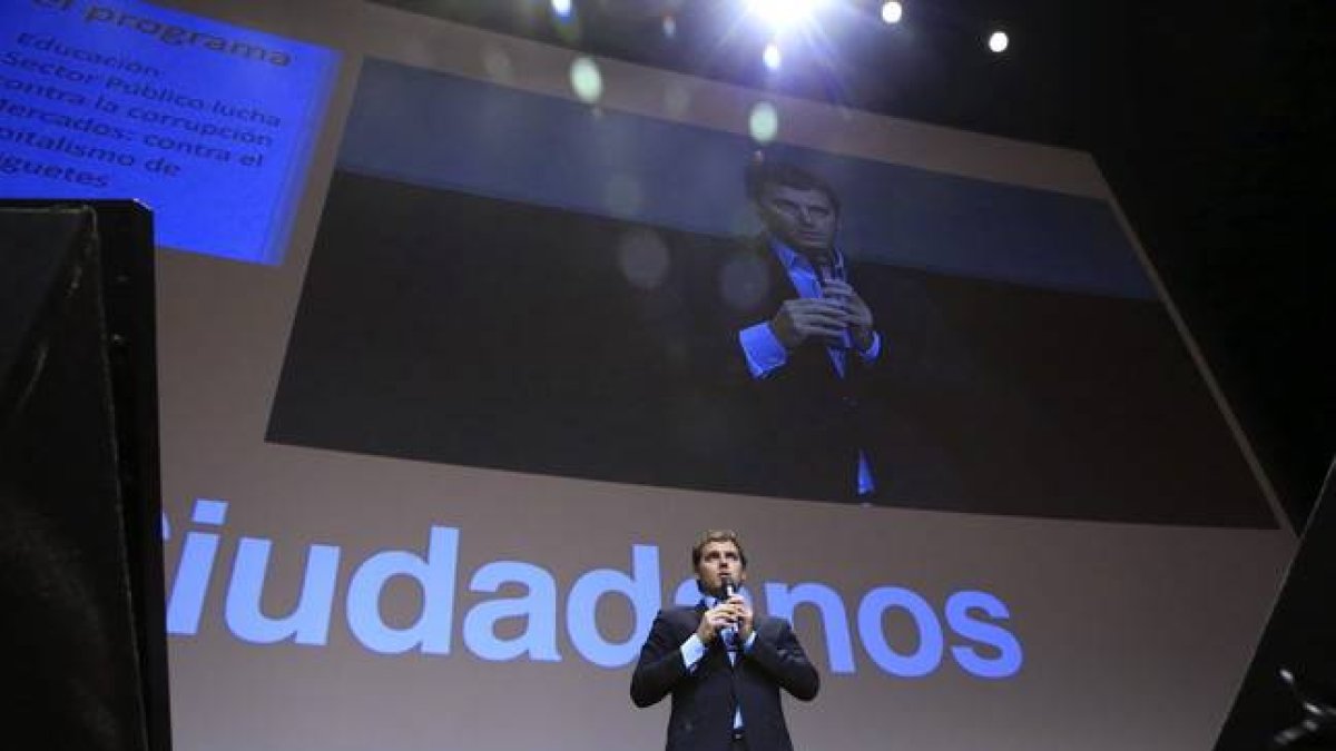 El presidente de Ciudadanos, Albert Rivera, durante el acto de presentación en Madrid del segundo gran eje del programa económico de Ciudadanos.