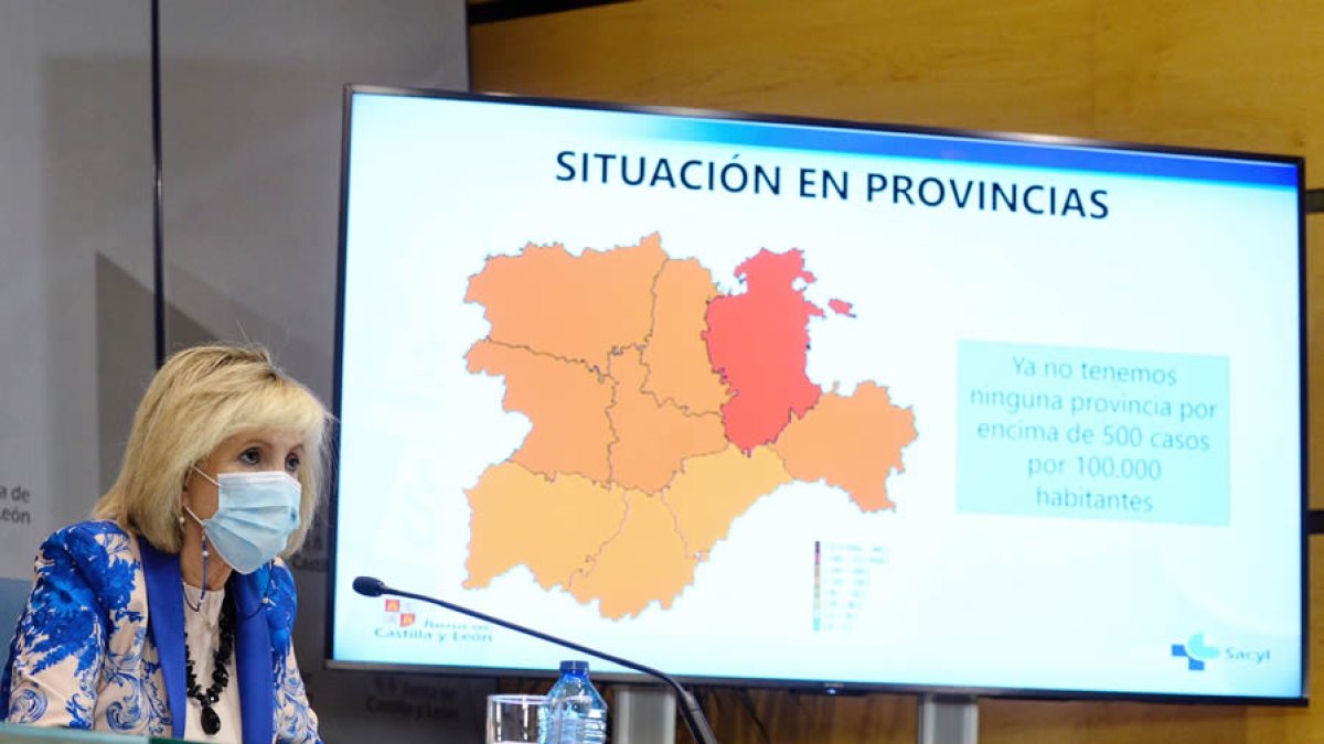 La Consejera de Sanidad de la Junta de Castilla y León , Verónica Casado, comparece en la rueda de prensa telemática posterior al Consejo de Gobierno. EFE/NACHO GALLEGO