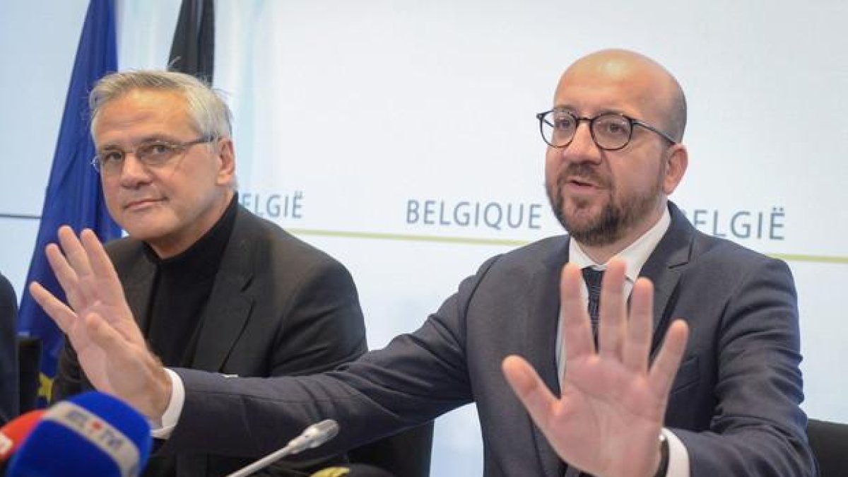 El primer ministro Belga, Charles Michel, da una rueda de prensa después del Consejo extraordinario Estatal de Seguridad en Bruselas este sábado.