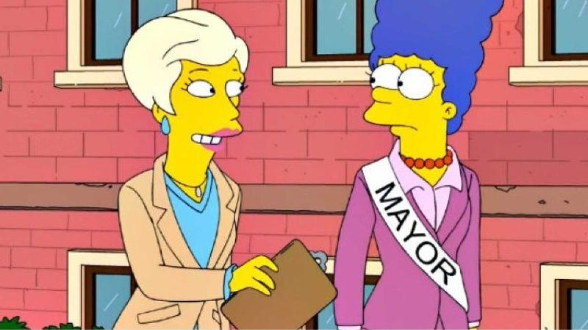 Kellyanne Conway y Marge Simpson, en el episodio de la serie Los Simpson.