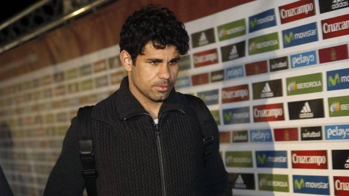 Diego Costa, a su llegada a la concentración de la selección española.