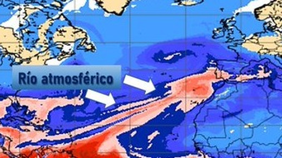 La borrasca Efrain impulsa una corriente de aire muy cargada de humedad desde prácticamente el Caribe hasta la Península Ibérica. AEMET