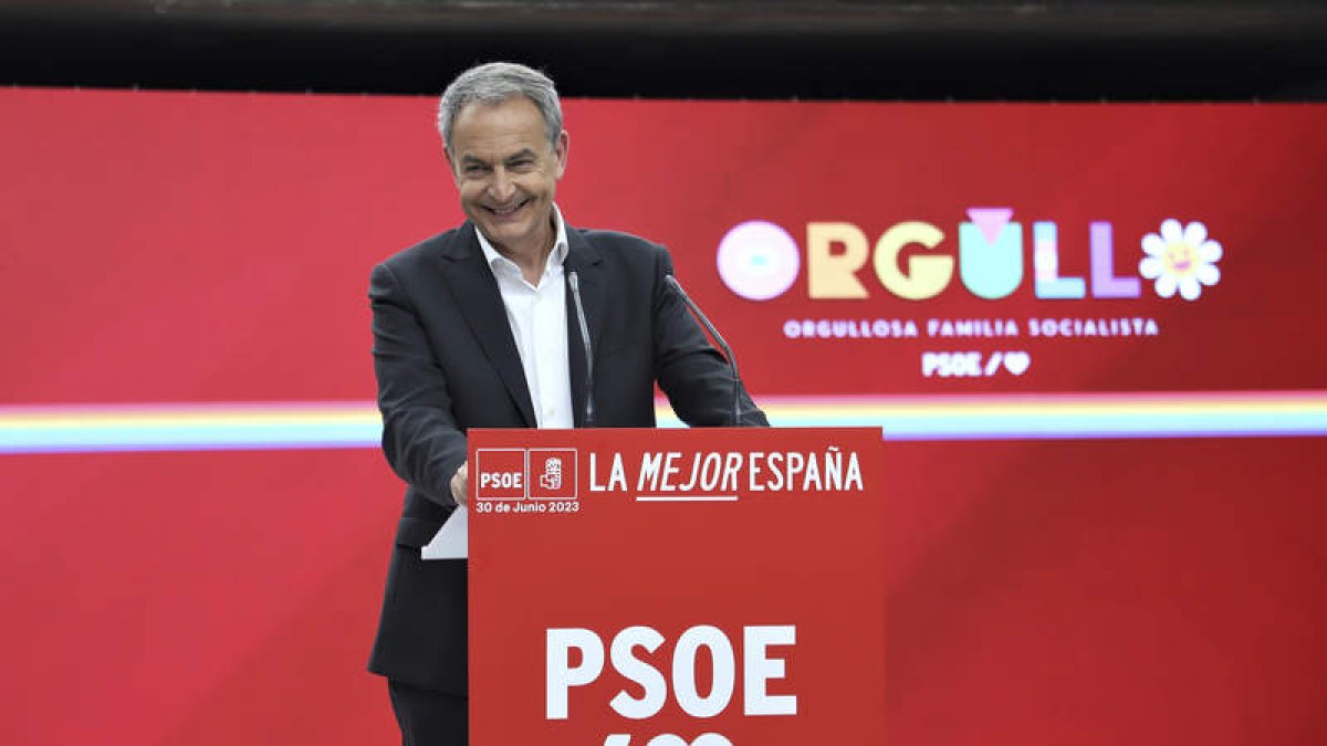 Zapatero en Madrid, durante el mitin del PSOE para las elecciones generales del 23-J. PRENSA PSOE