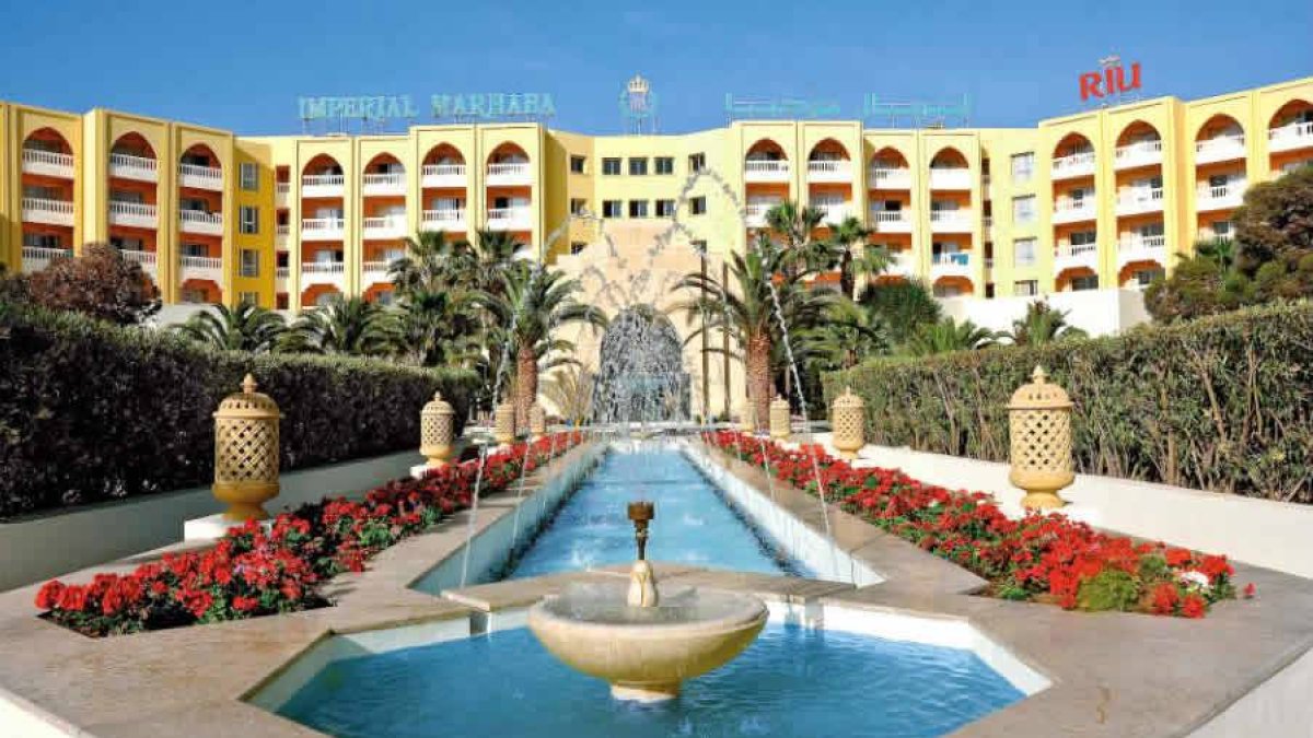 El complejo hotelero Imperial Marhaba, en Susa (Túnez), objeto del atentado que ha tenido lugar hoy en Túnez.