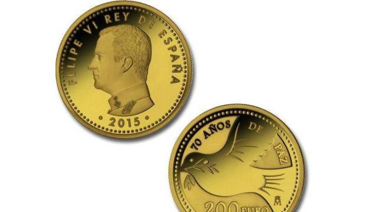 La moneda de 4 escudos de oro, valorada en 200 euros, con la efigie del rey Felipe VI.