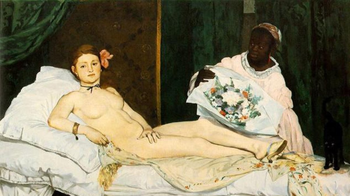 El cuadro 'Olympia' de Manet, ante el cual se desnudó el domingo Déborah de Robertis.