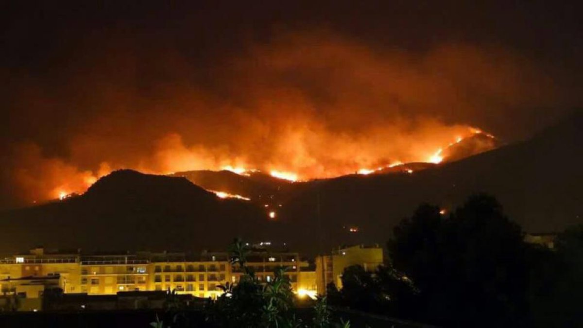 Imagen del incendio en una zona forestal de Castelldefels.