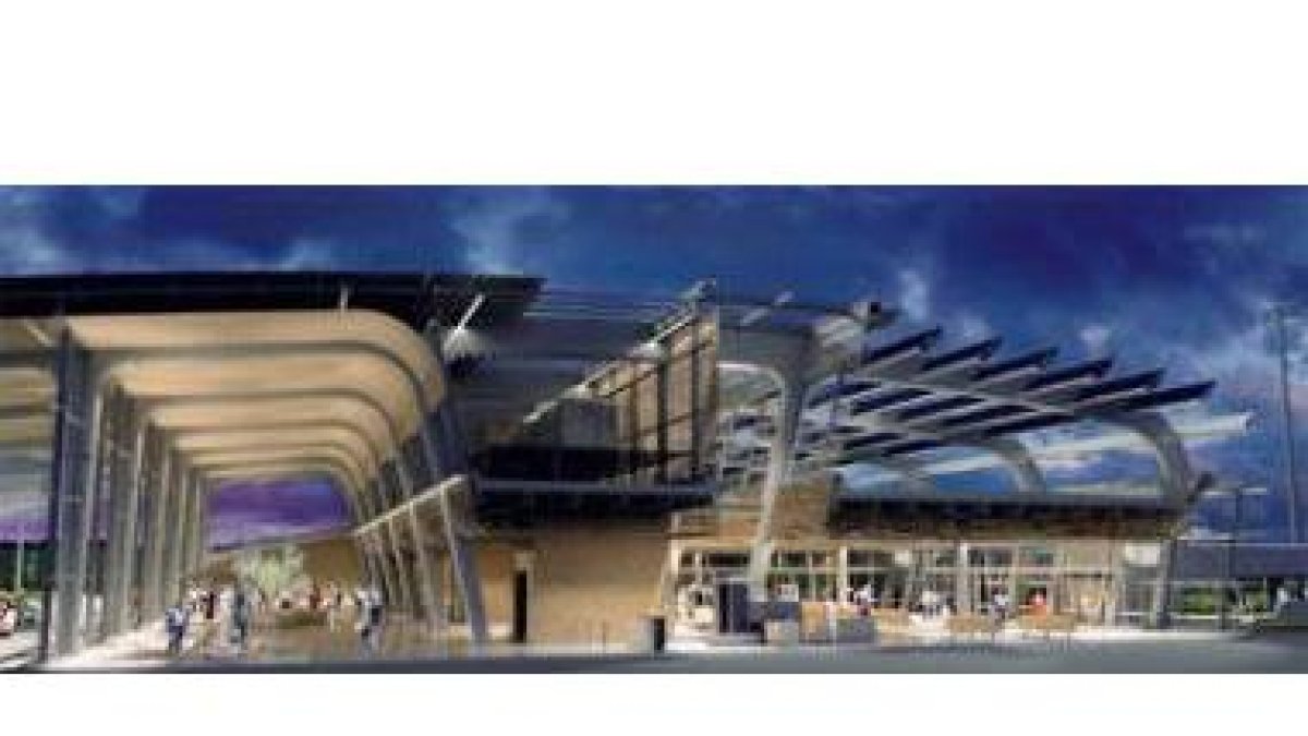 Imagen general recreada virtualmente del edificio que albergará la nueva terminal del aeropuerto.