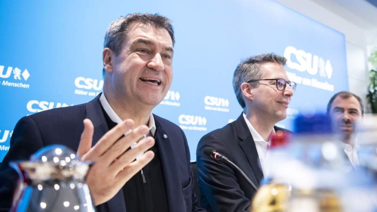 El líder de la CSU Markus Söder, en la sede del partido en Munich.