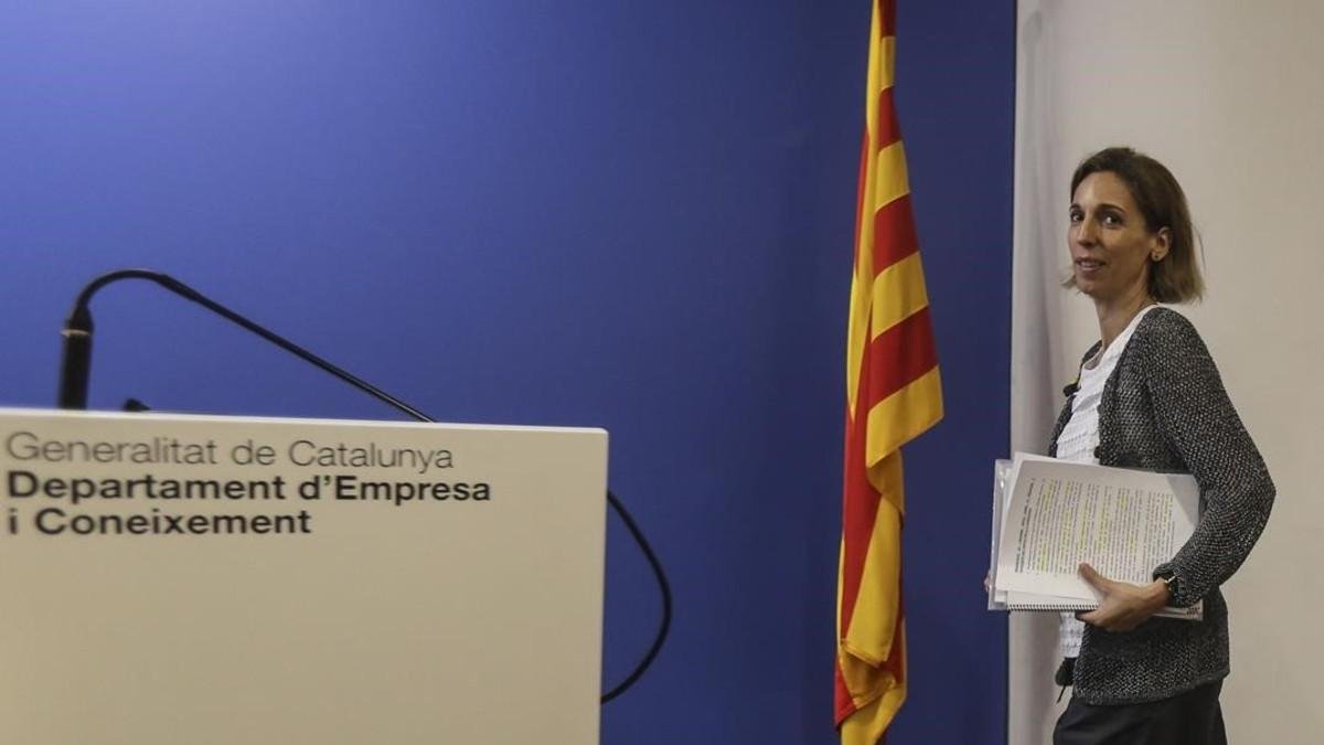Àngels Chacón durante la presentación del informe anual sobre la industria en Catalunya el 2017. /