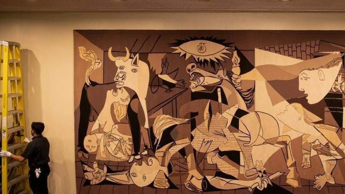 Detalle del famoso tapiz de Picasso. UNITED NATIONS