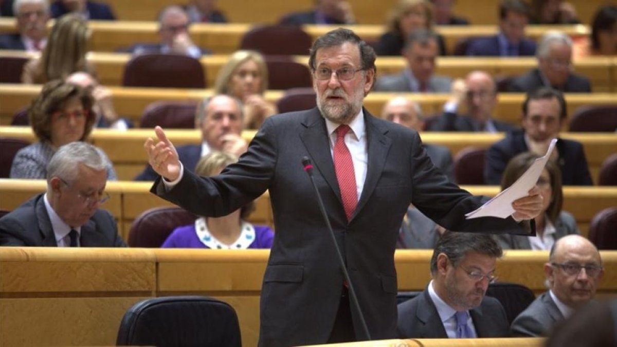 Mariano Rajoy, en el Senado, en una sesión de control al Gobierno del pasado mes de marzo.