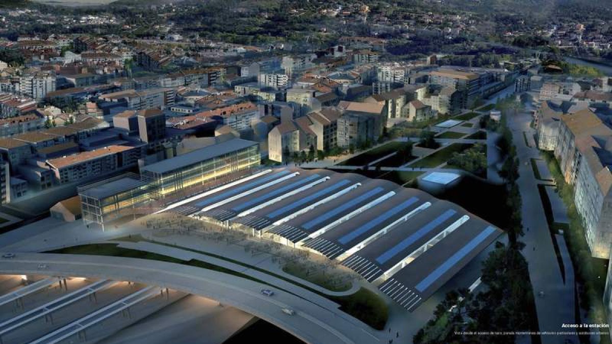 Una imagen futurista de la estación de Orense, diseño de Foster, que Fomento ha adjudicado en 67 millones de euros.