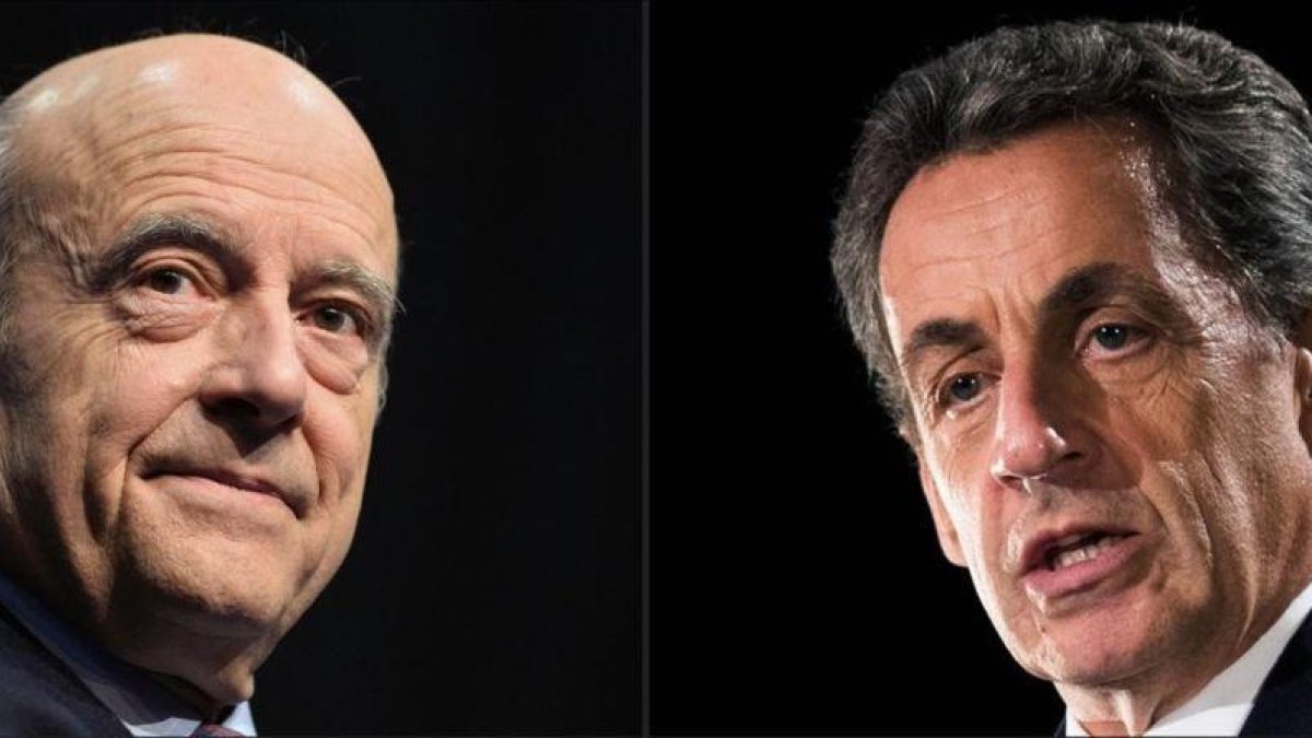 Combinación de imágenes de Juppé (izquierda) y Sarkozy.