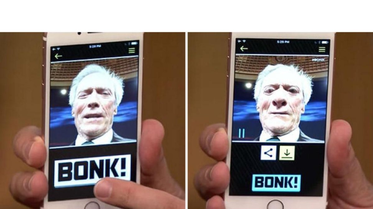 Selfi de Clint Eastwood con la 'app' Bonk.
