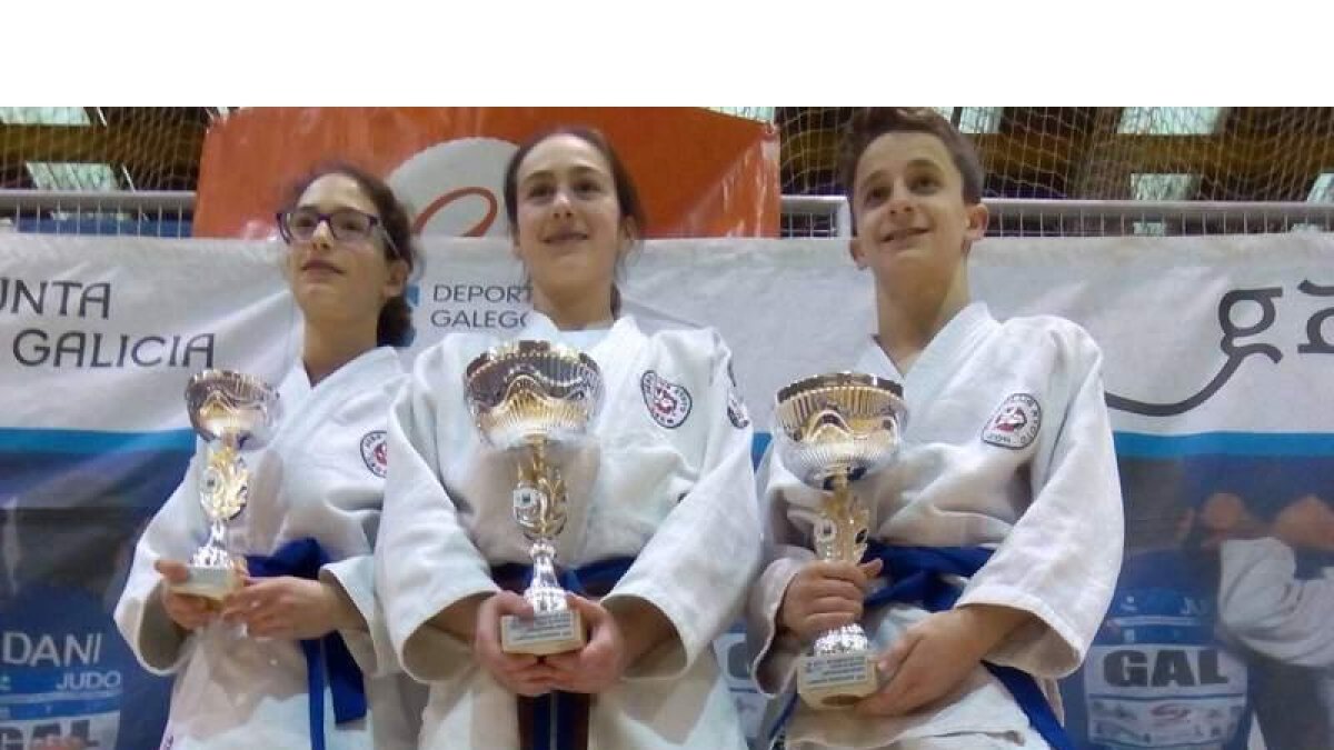 Los judocas leoneses posan con los trofeos logrados. DL