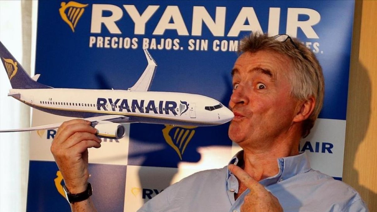 El presidente de la compañía Ryanair, Michael OLeary, al inicio de una rueda de prensa en Madrid