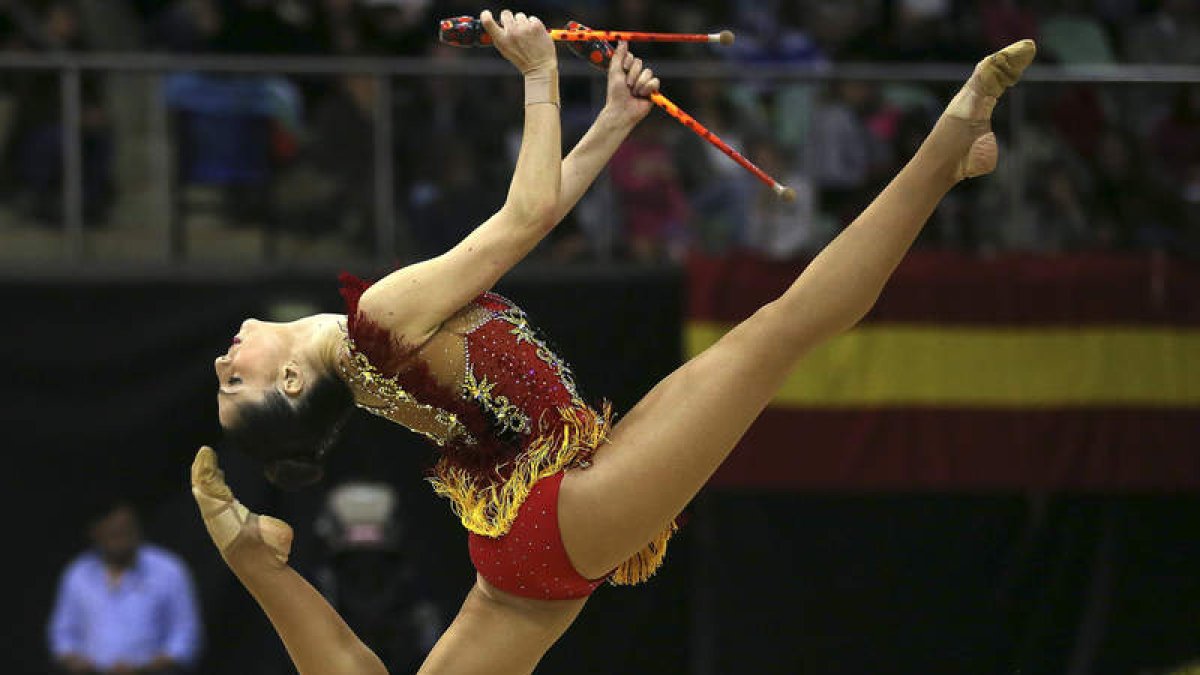 La leonesa Carolina Rodríguez acabó quinta en la final de mazas. MANUEL ALMEIDA