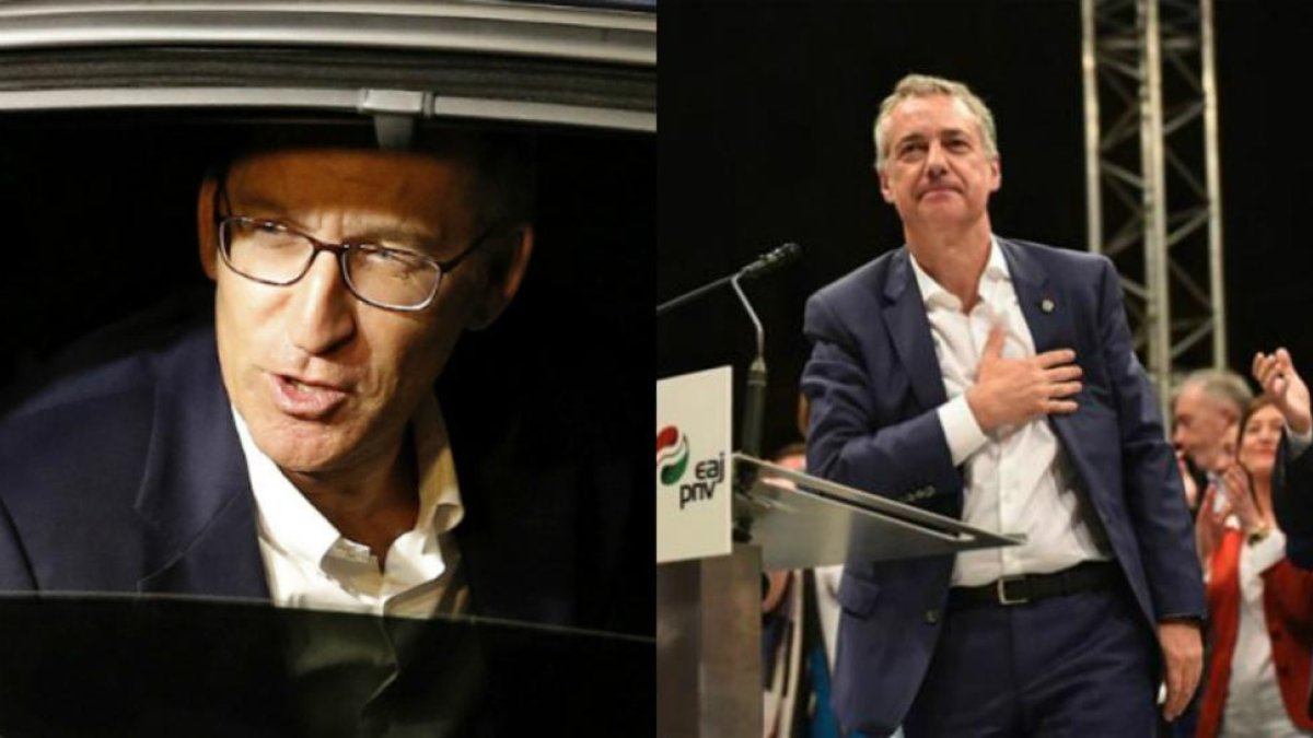 Los aspirantes a la reelección, Alberto Núñez Feijóo en Galicia e Iñiigo Urkullu en Euskadi, flamentes vencedores del 25-S.
