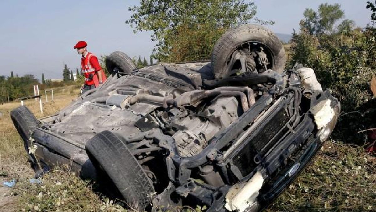 Accidente de tráfico en Navarra donde fallecieron dos jóvenes.