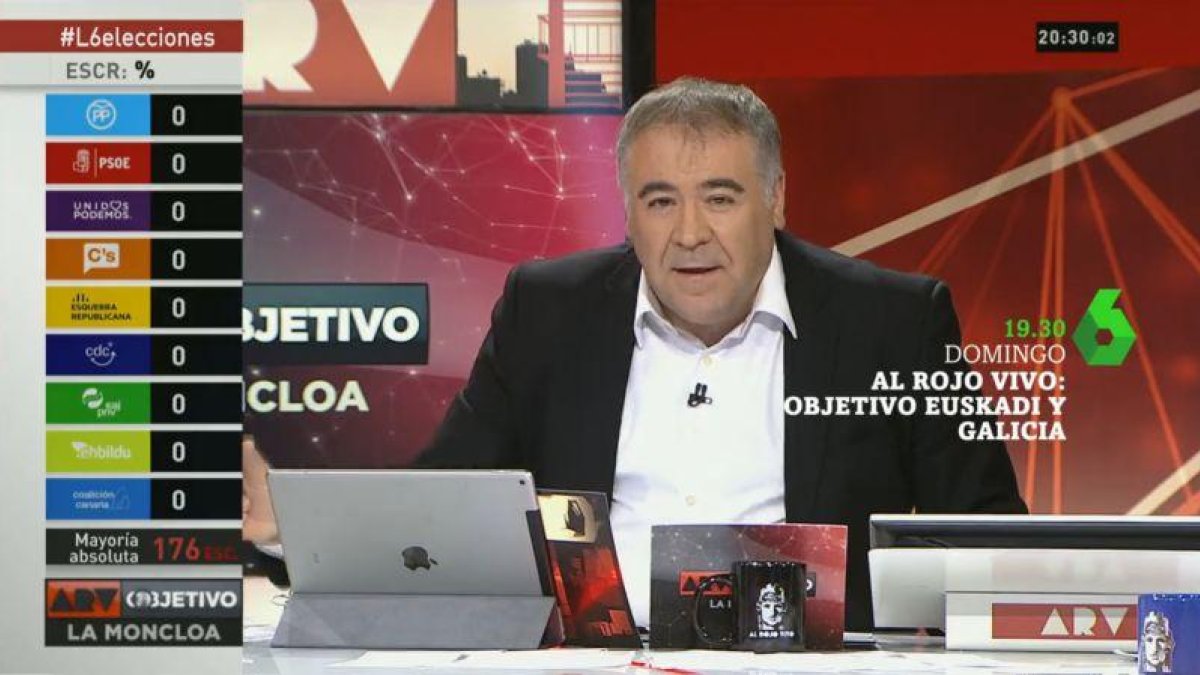 Antonio García Ferreras, en una imagen promocional del especial sobre las elecciones vascas y gallegas que emite La Sexta.