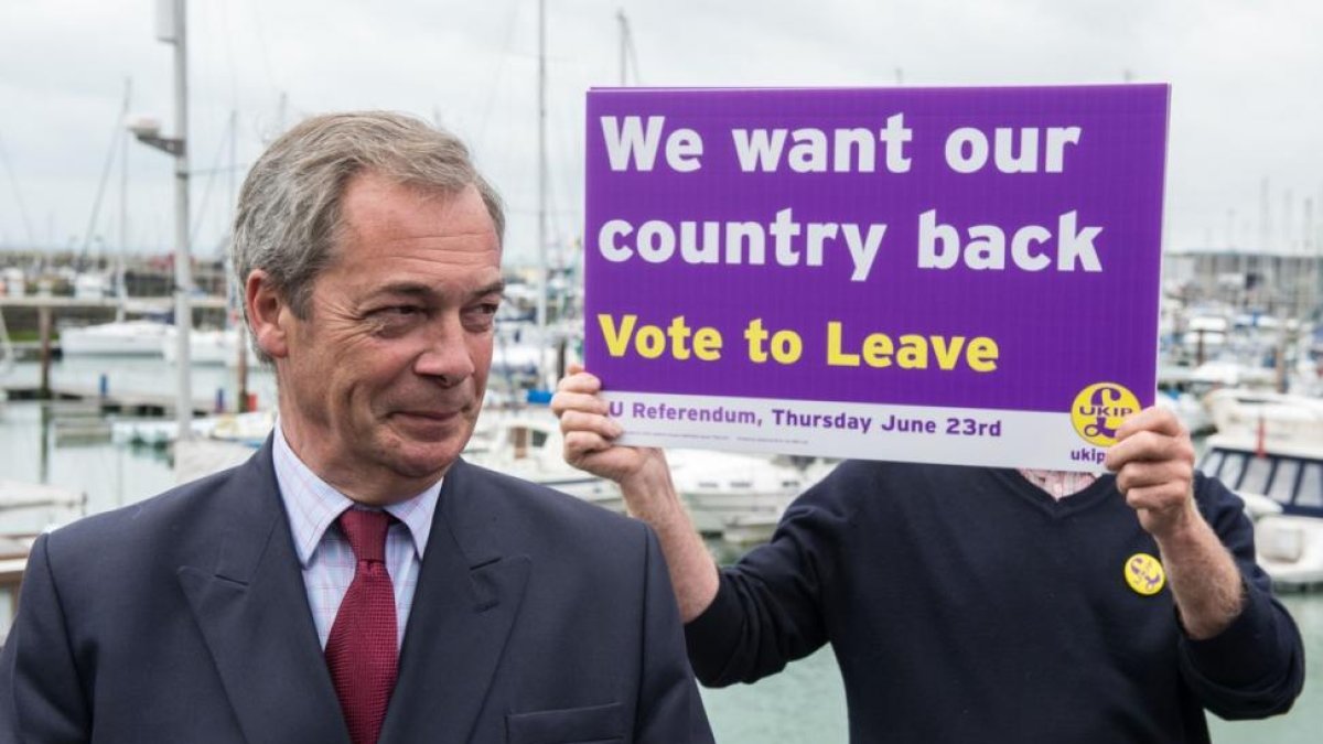 Nigel Farage, en plena campaña a favor del Brexit.