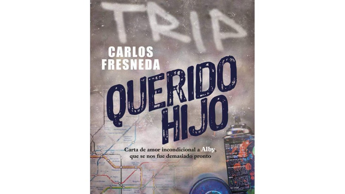 Imagen de archivo de Carlos Fresneda y un grafiti con la imagen de su hijo fallecido
